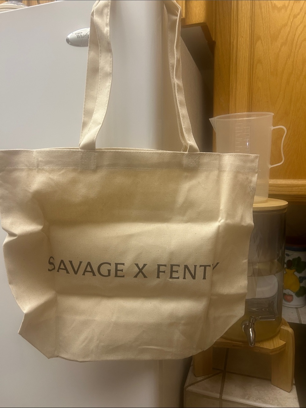 Savage X Fenty Cream Canvas Logo Tote